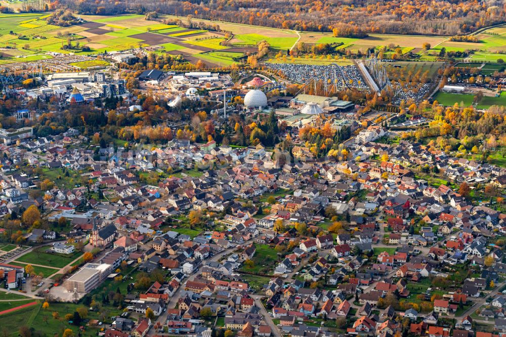 Rust von oben - Herbstluftbild Ortsansicht in Rust im Bundesland Baden-Württemberg, Deutschland