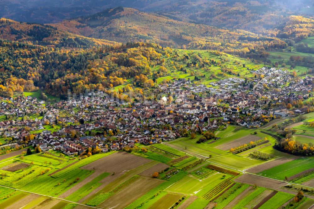 Luftaufnahme Zunsweier - Herbstluftbild Ortsansicht in Zunsweier im Bundesland Baden-Württemberg, Deutschland