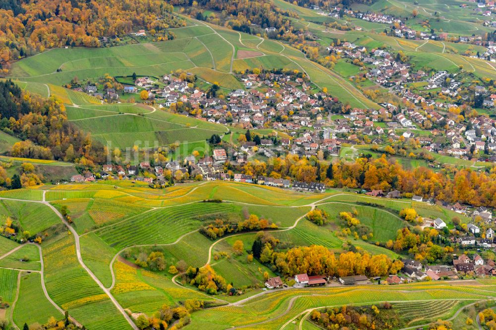 Offenburg von oben - Herbstluftbild Ortsansicht zwischen Weinbergen in Zell-Weierbach in Offenburg im Bundesland Baden-Württemberg, Deutschland