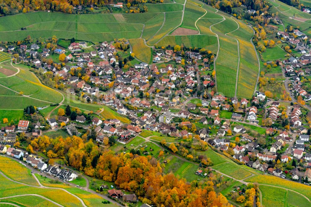 Luftbild Offenburg - Herbstluftbild Ortsansicht zwischen Weinbergen in Zell-Weierbach in Offenburg im Bundesland Baden-Württemberg, Deutschland