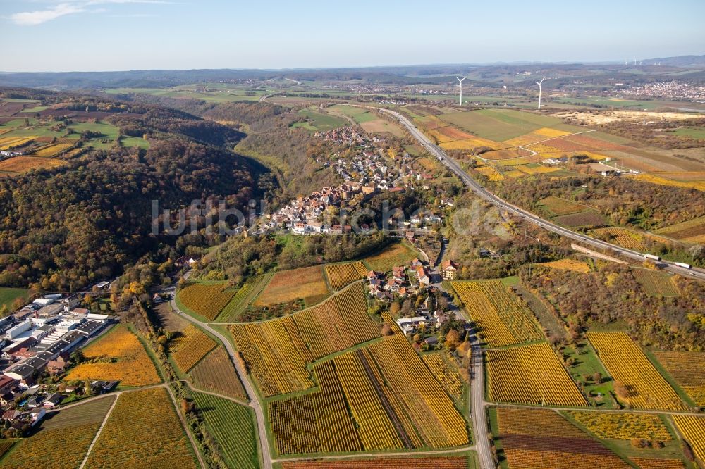 Luftbild Neuleiningen - Herbstluftbild Ortsbereich am Weinbaugebiet in Neuleiningen im Bundesland Rheinland-Pfalz, Deutschland