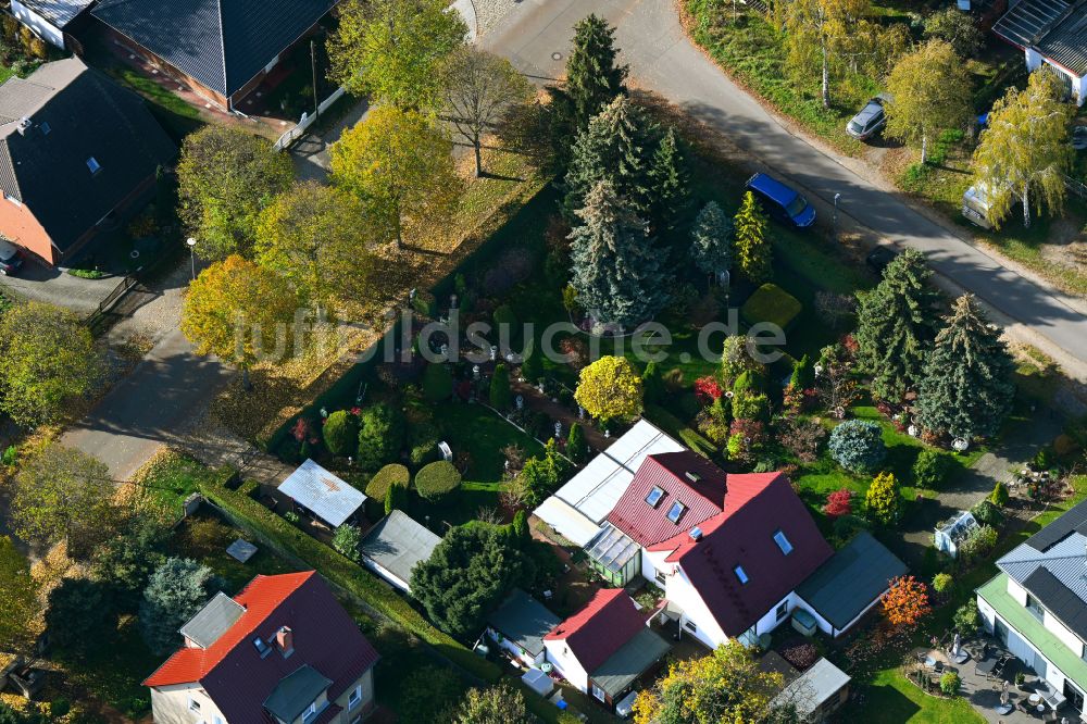 Luftaufnahme Berlin - Herbstluftbild Parkanlage in einer Einfamilienhaussiedlung in Berlin, Deutschland