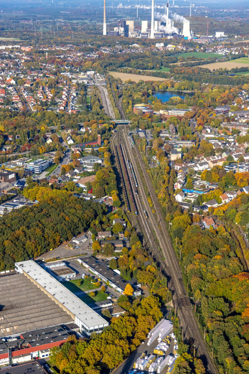 Gladbeck aus der Vogelperspektive: Herbstluftbild Rangierbahnhof und Güterbahnhof in Gladbeck im Bundesland Nordrhein-Westfalen, Deutschland