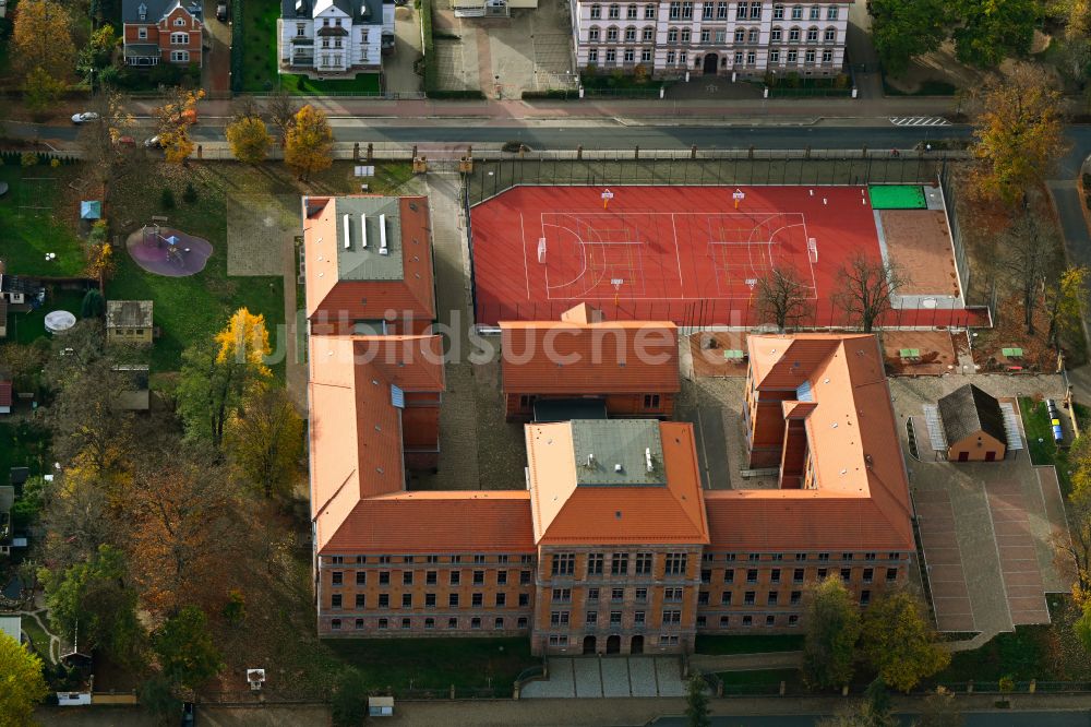 Rochlitz von oben - Herbstluftbild Schulgebäude Johann-Mathesius-Gymnasium in Rochlitz im Bundesland Sachsen, Deutschland