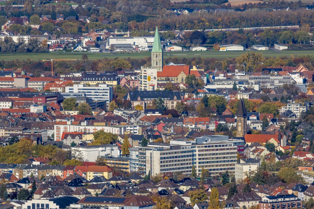Hamm von oben - Herbstluftbild Stadtansicht vom Innenstadtbereich in Hamm im Bundesland Nordrhein-Westfalen, Deutschland