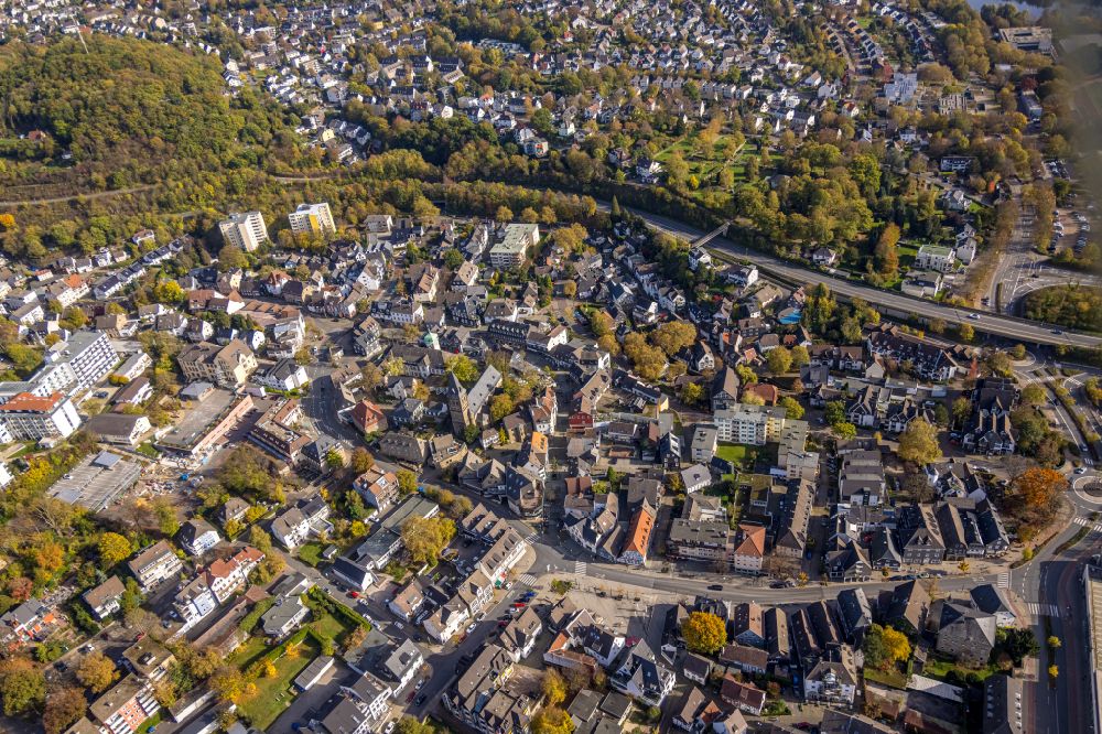 Luftaufnahme Herdecke - Herbstluftbild Stadtansicht vom Innenstadtbereich in Herdecke im Bundesland Nordrhein-Westfalen, Deutschland