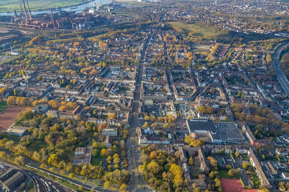 Luftaufnahme Duisburg - Herbstluftbild Stadtansicht auf den Stadtteil Marxloh entlang der Weseler Straße in Duisburg im Bundesland Nordrhein-Westfalen, Deutschland