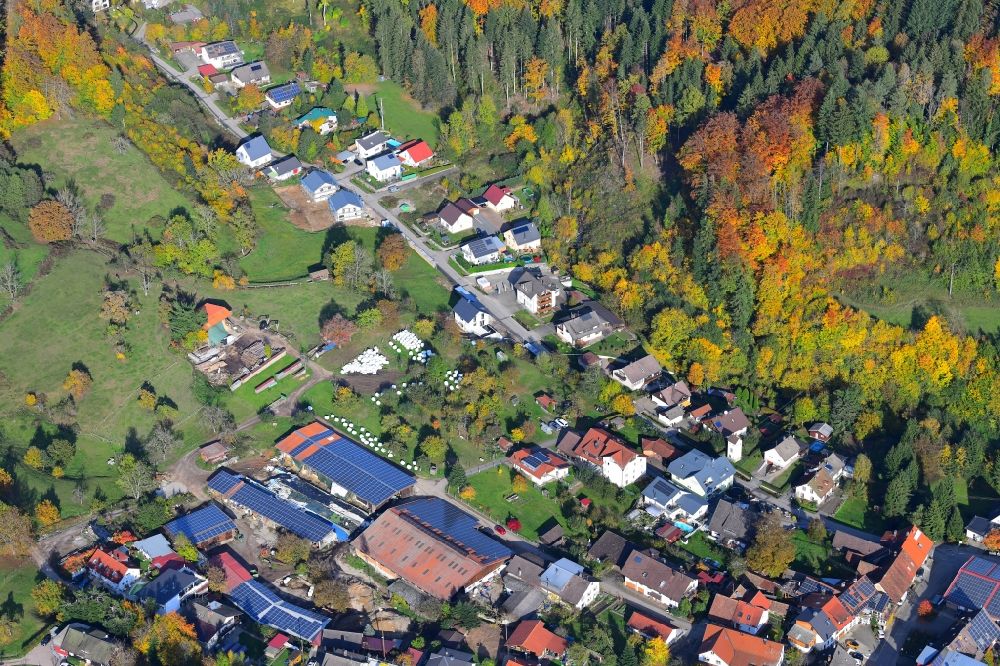 Luftaufnahme Hasel - Herbstluftbild Straßenführung Glashütter Straße in Hasel im Bundesland Baden-Württemberg, Deutschland