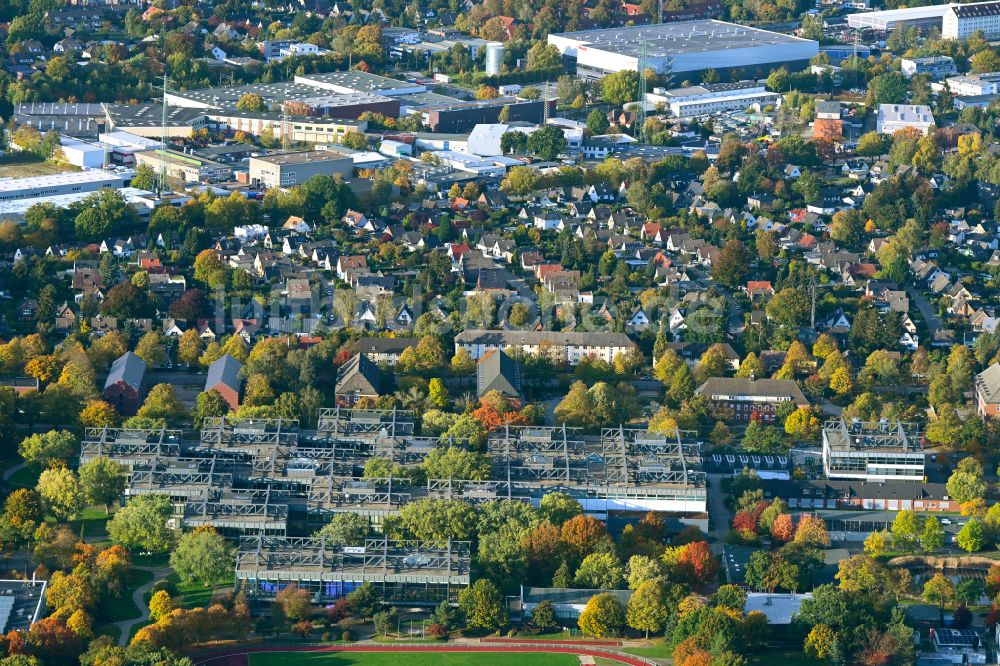 Luftbild Hamburg - Herbstluftbild Studenten- Wohnheim - Gebäude auf dem Campus- Gelände der Helmut-Schmidt-Universität im Ortsteil Jenfeld in Hamburg, Deutschland