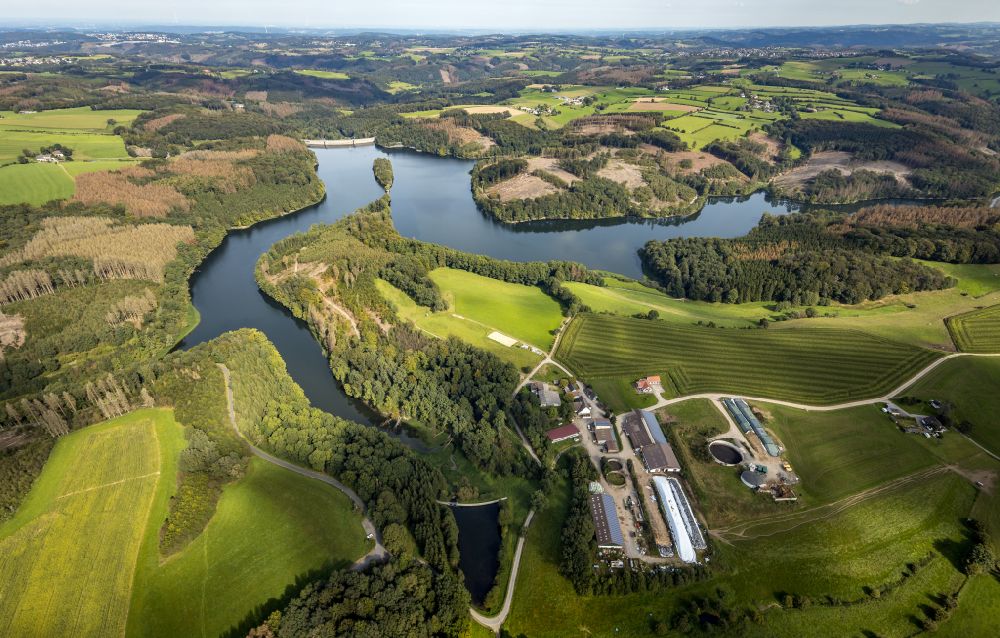 Breckerfeld aus der Vogelperspektive: Herbstluftbild Talsperren - Staudamm und Stausee in Breckerfeld im Bundesland Nordrhein-Westfalen, Deutschland