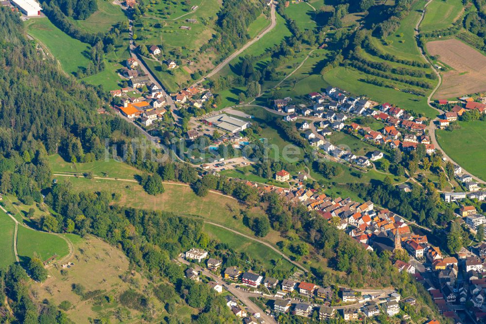 Luftaufnahme Oppenau - Herbstluftbild Von Waldflächen umsäumtes Stadtgebiet in Oppenau im Bundesland Baden-Württemberg, Deutschland