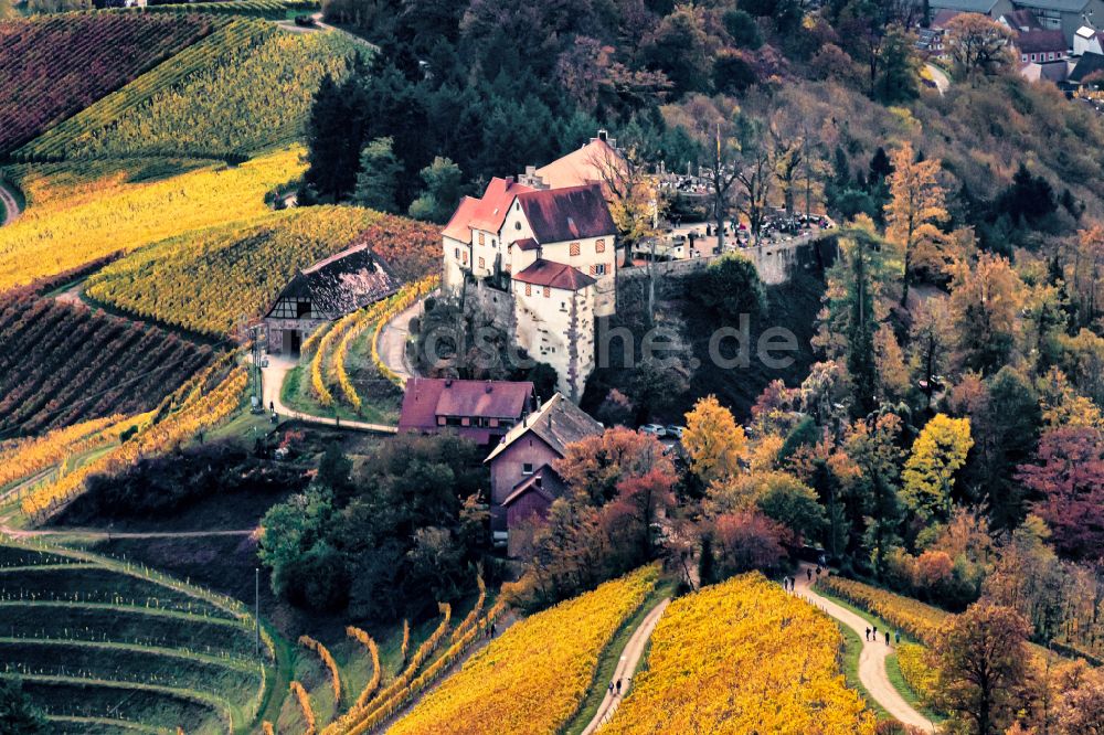 Durbach von oben - Herbstluftbild Weinbergs- Landschaft der Winzer- Gebiete in Durbach im Bundesland Baden-Württemberg, Deutschland