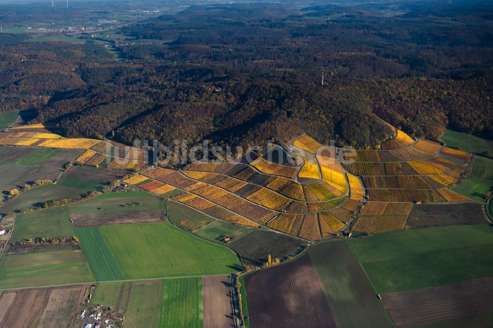 Luftaufnahme Greuth - Herbstluftbild Weinbergs- Landschaft der Winzer- Gebiete in Greuth im Bundesland Bayern, Deutschland