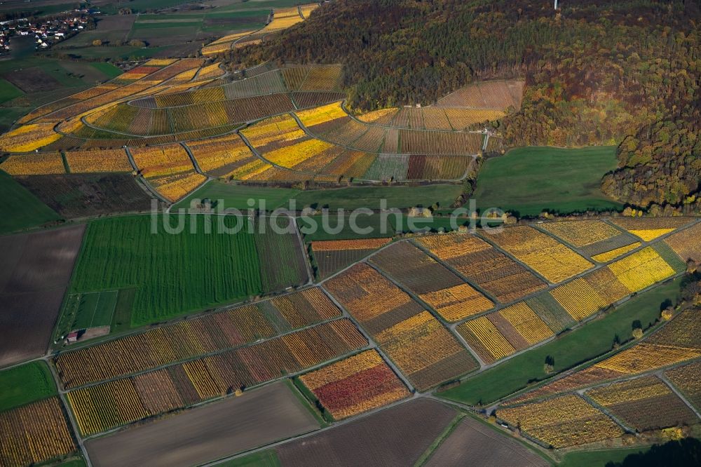 Luftaufnahme Greuth - Herbstluftbild Weinbergs- Landschaft der Winzer- Gebiete in Greuth im Bundesland Bayern, Deutschland
