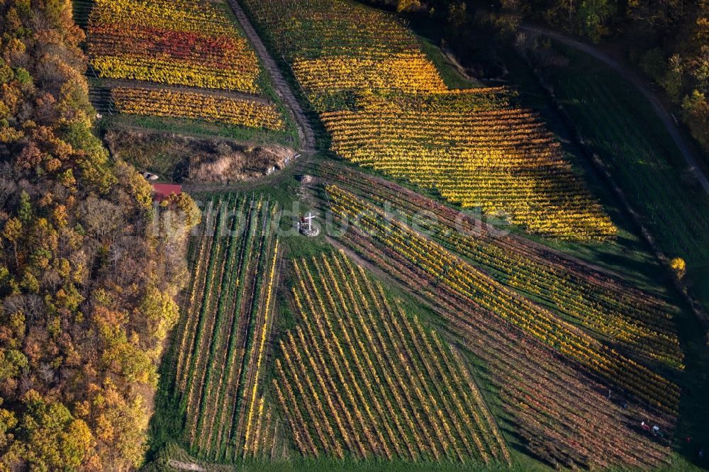 Luftaufnahme Kirchschönbach - Herbstluftbild Weinbergs- Landschaft der Winzer- Gebiete in Kirchschönbach im Bundesland Bayern, Deutschland