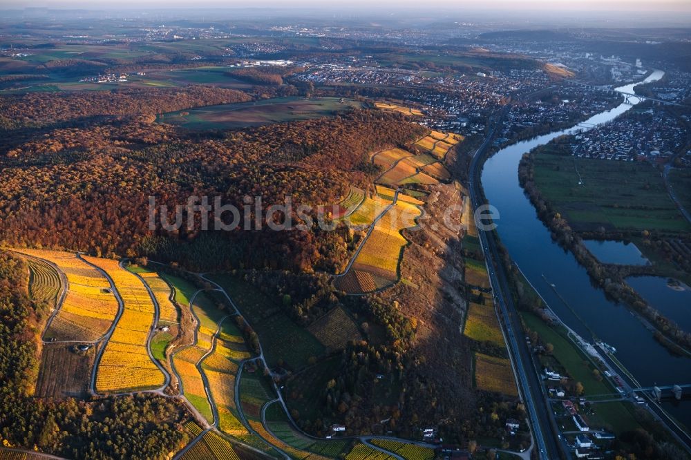 Luftbild Thüngersheim - Herbstluftbild Weinbergs- Landschaft der Winzer- Gebiete in Thüngersheim im Bundesland Bayern, Deutschland