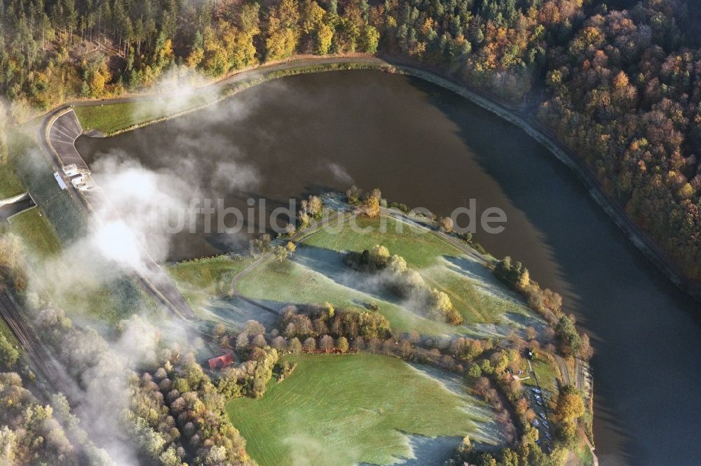 Petersberg aus der Vogelperspektive: Herbstluftbild Wetterlage mit Wolkenbildung in Petersberg im Bundesland Hessen, Deutschland