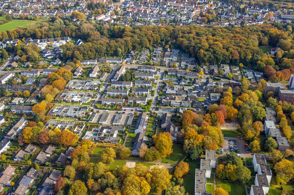Luftaufnahme Gladbeck - Herbstluftbild Wohngebiet einer Einfamilienhaus- Siedlung in Gladbeck im Bundesland Nordrhein-Westfalen, Deutschland