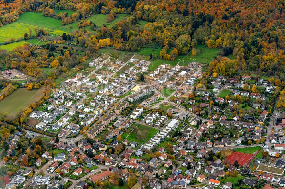 Luftbild Lahr/Schwarzwald - Herbstluftbild Wohngebiet einer Einfamilienhaus- Siedlung Stadtteil Hosenmatten in Burkheim in Lahr/Schwarzwald im Bundesland Baden-Württemberg, Deutschland