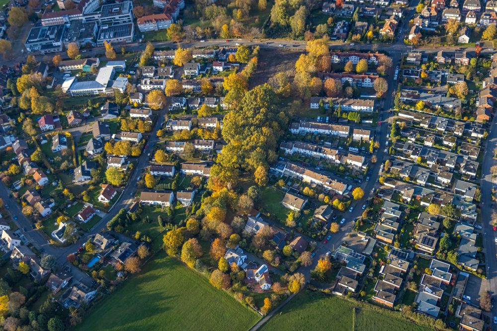 Luftbild Hamm - Herbstluftbild Wohngebiet einer Reihenhaus- Siedlung in Hamm im Bundesland Nordrhein-Westfalen, Deutschland