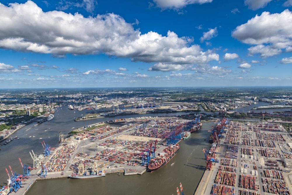 Hamburg aus der Vogelperspektive: HHLA Logistics Container Terminal Burchardkai am Hamburger Hafen in Hamburg