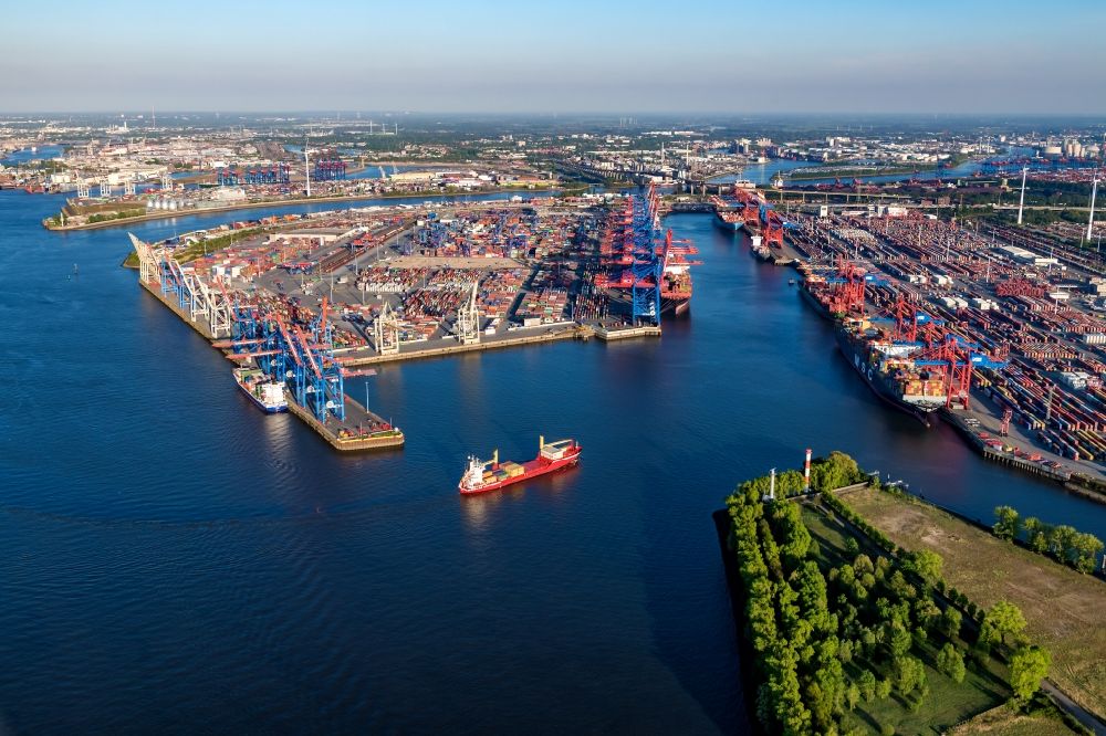 Hamburg von oben - HHLA Logistics Container Terminal Burchardkai am Hamburger Hafen in Hamburg