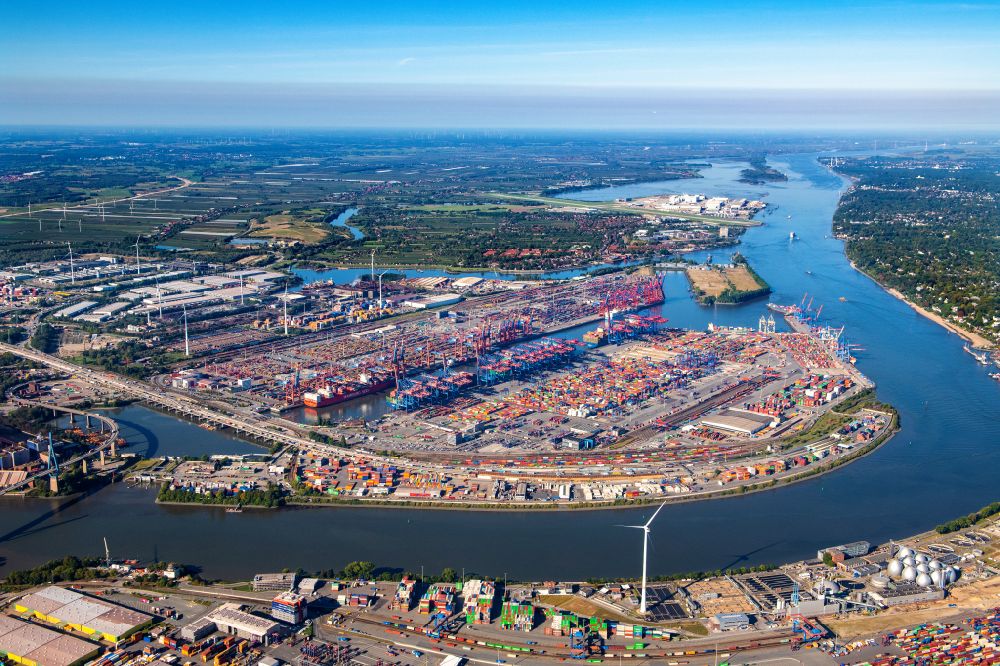 Hamburg von oben - HHLA Logistics Container Terminal Burchardkai am Hamburger Hafen in Hamburg