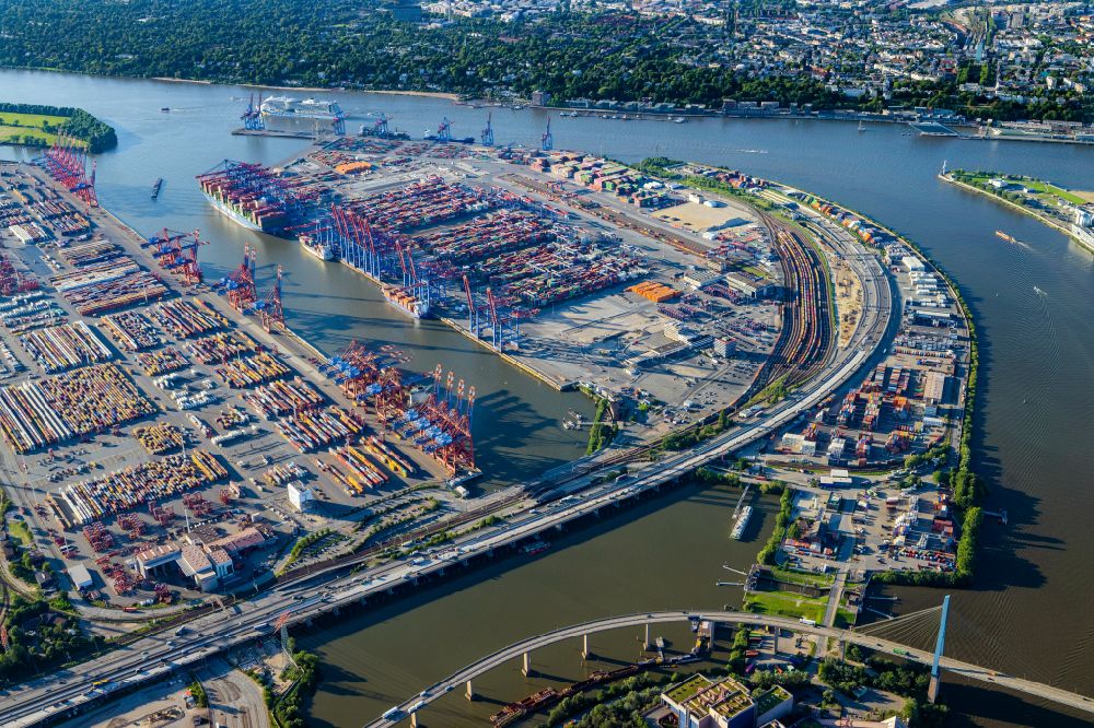 Luftaufnahme Hamburg - HHLA Logistics Container Terminal Burchardkai am Hamburger Hafen in Hamburg