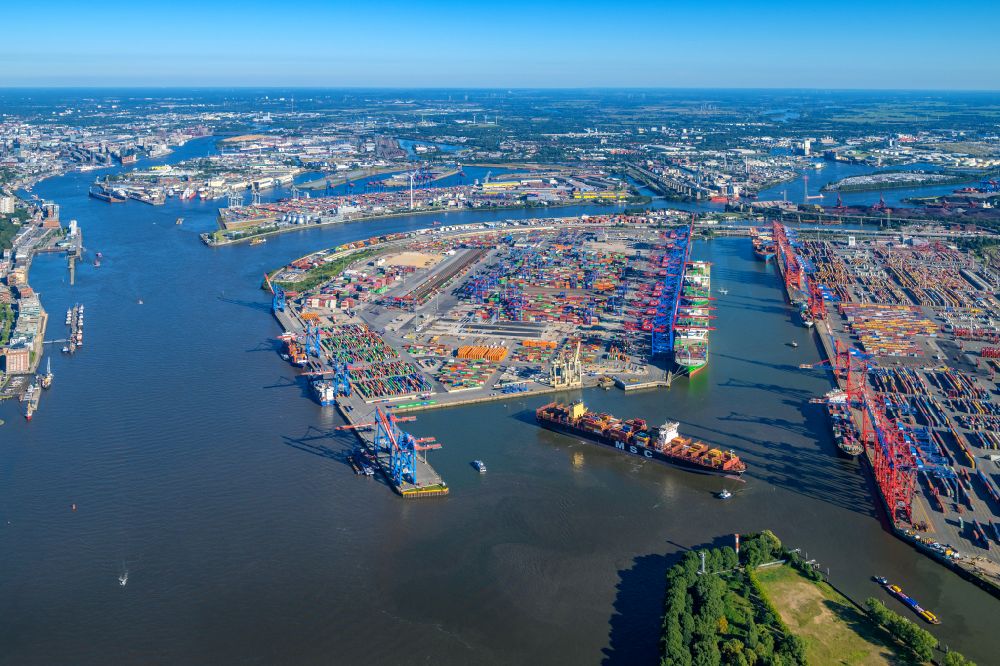 Luftbild Hamburg - HHLA Logistics Container Terminal Burchardkai am Hamburger Hafen in Hamburg