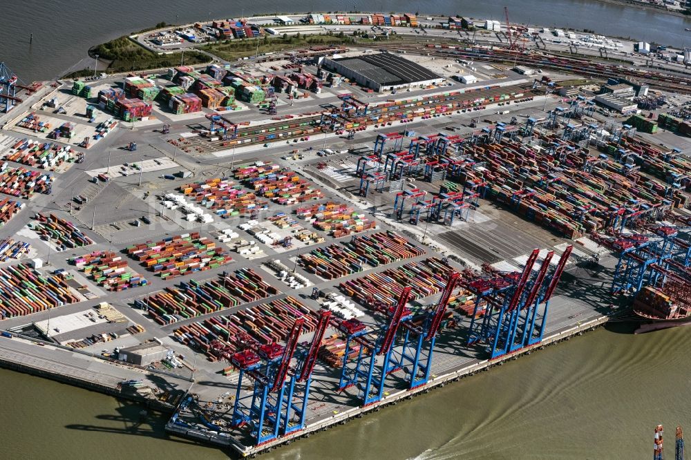 Hamburg aus der Vogelperspektive: HHLA Logistics Container Terminal Burchhardkai am Hamburger Hafen / Waltershofer Hafen in Hamburg