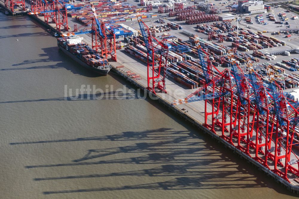 Luftbild Hamburg - HHLA Logistics Container Terminal Burchhardkai am Hamburger Hafen / Waltershofer Hafen in Hamburg