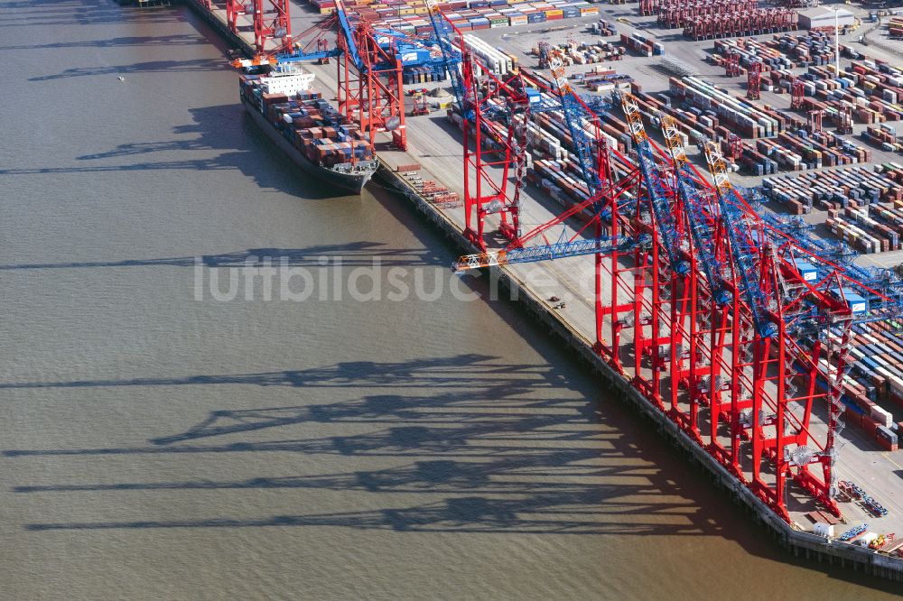 Luftaufnahme Hamburg - HHLA Logistics Container Terminal Burchhardkai am Hamburger Hafen / Waltershofer Hafen in Hamburg
