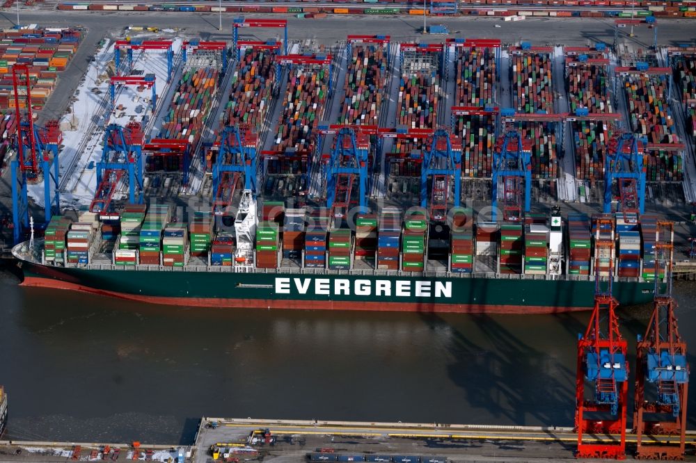 Hamburg von oben - HHLA Logistics Container Terminal am Waltershofer Hafen in Hamburg