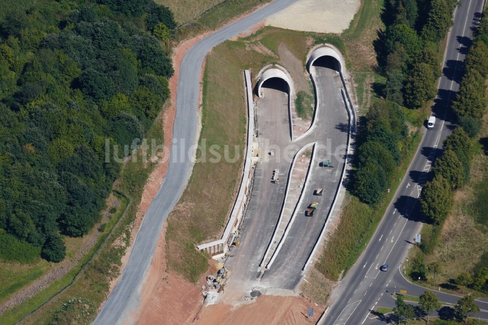 Hessisch Lichtenau von oben - Hirschhagen- Autobahn- Tunnelbauwerk der BAB A44 in Hessisch Lichtenau im Bundesland Hessen