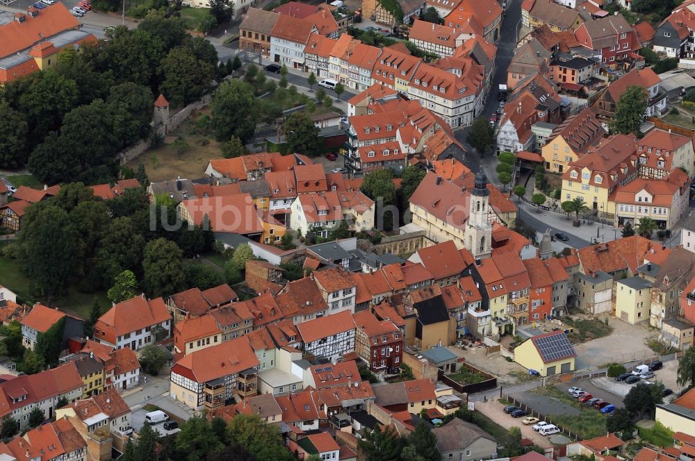Luftaufnahme Bad Langensalza - Historischer Stadtkern von Bad Langensalza im Bundesland Thüringen.