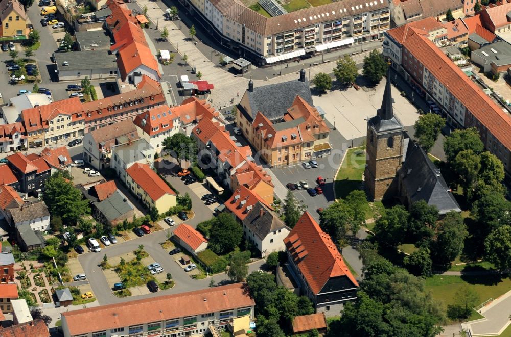 Luftaufnahme Sömmerda - Historisches Stadtzentrum von Sömmerda im Bundesland Thüringen