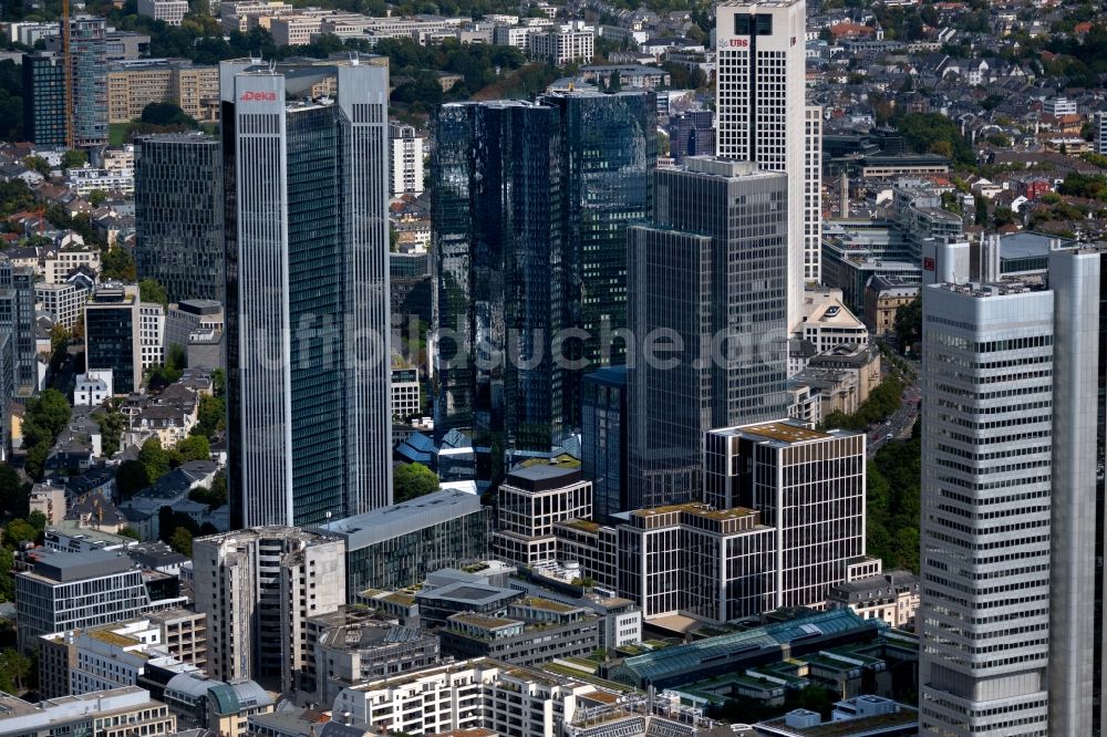 Luftaufnahme Frankfurt am Main - Hochhaus- Ensemble zwischen Kaiserstraße und Taunusanlage in Frankfurt am Main im Bundesland Hessen, Deutschland