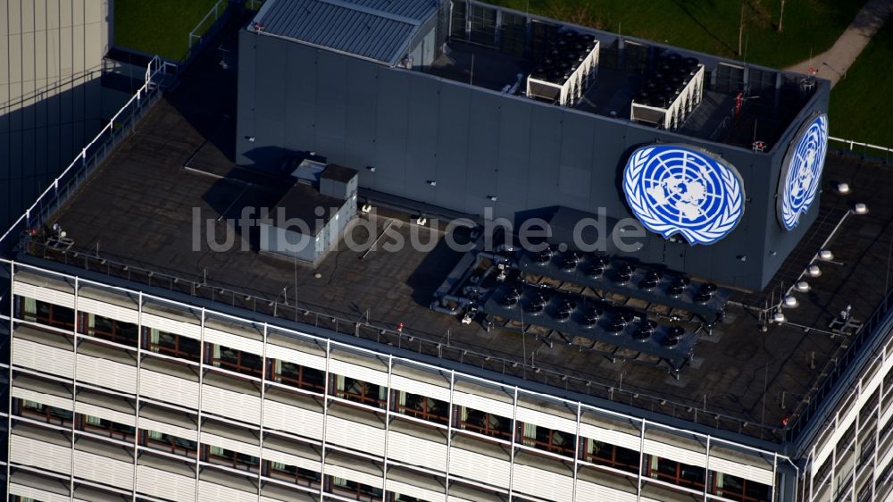 Luftaufnahme Bonn - Hochhaus- Gebäude United Nations Campus Bonn im Ortsteil Gronau in Bonn im Bundesland Nordrhein-Westfalen, Deutschland