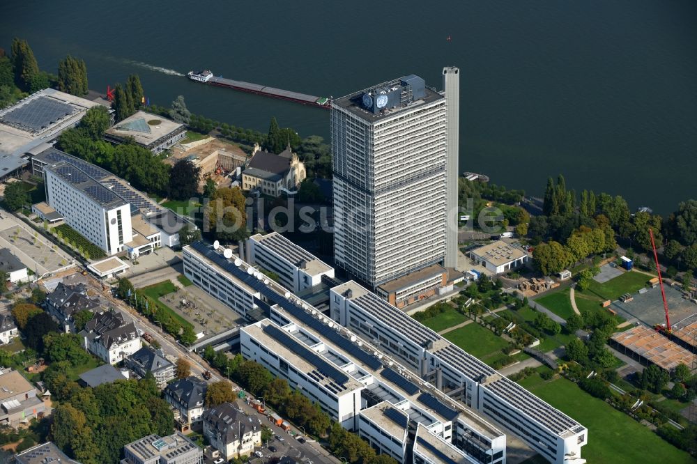 Luftbild Bonn - Hochhaus- Gebäude United Nations Campus Bonn am Platz der Vereinten Nationen im Ortsteil Beuel in Bonn im Bundesland Nordrhein-Westfalen, Deutschland