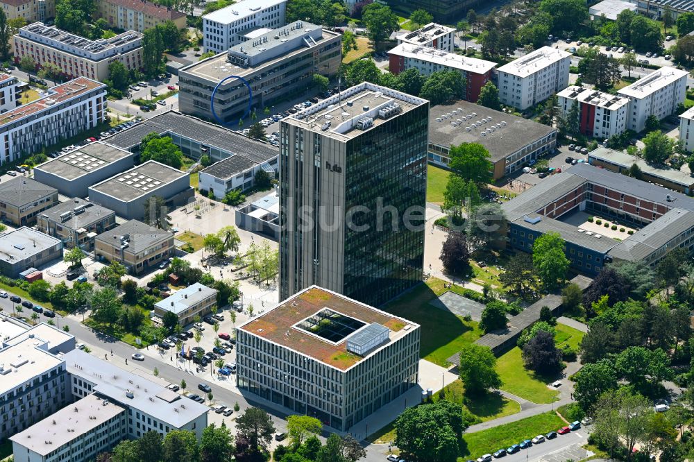 Darmstadt-West von oben - Hochhaus- Gebäude der Universität - Hochschule in Darmstadt im Bundesland Hessen, Deutschland