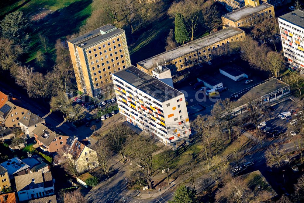 Luftbild Marl - Hochhaus- Gebäude im Wohngebiet Alt-Marl in Marl im Bundesland Nordrhein-Westfalen, Deutschland