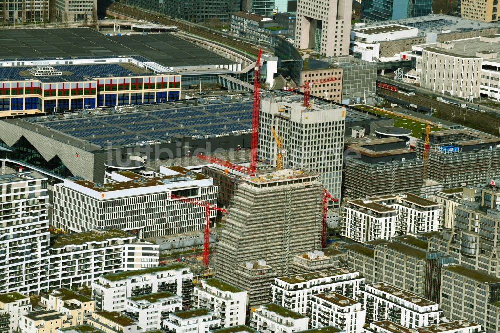 Luftbild Frankfurt am Main - Hochhaus- Gebäude im Wohngebiet SOLID Home im Ortsteil Gallus in Frankfurt am Main im Bundesland Hessen, Deutschland