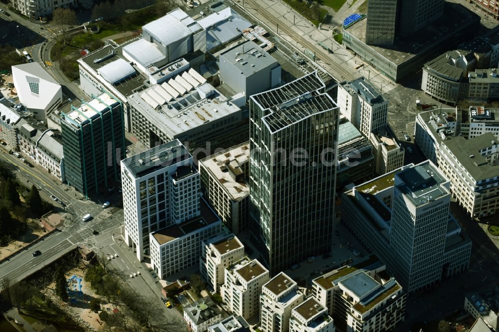 Luftbild Frankfurt am Main - Hochhaus- Gebäudekomplexes MainTor WINX in Frankfurt am Main im Bundesland Hessen, Deutschland