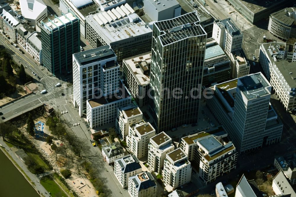 Luftaufnahme Frankfurt am Main - Hochhaus- Gebäudekomplexes MainTor WINX in Frankfurt am Main im Bundesland Hessen, Deutschland