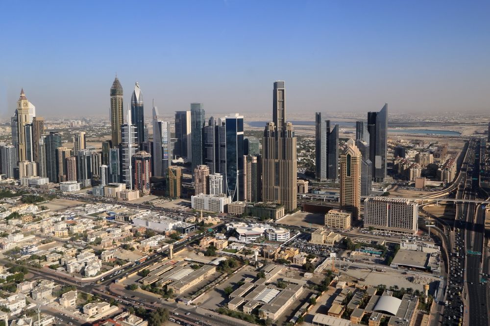 Dubai von oben - Hochhäuser im International Financial Center in Dubai in Vereinigte Arabische Emirate