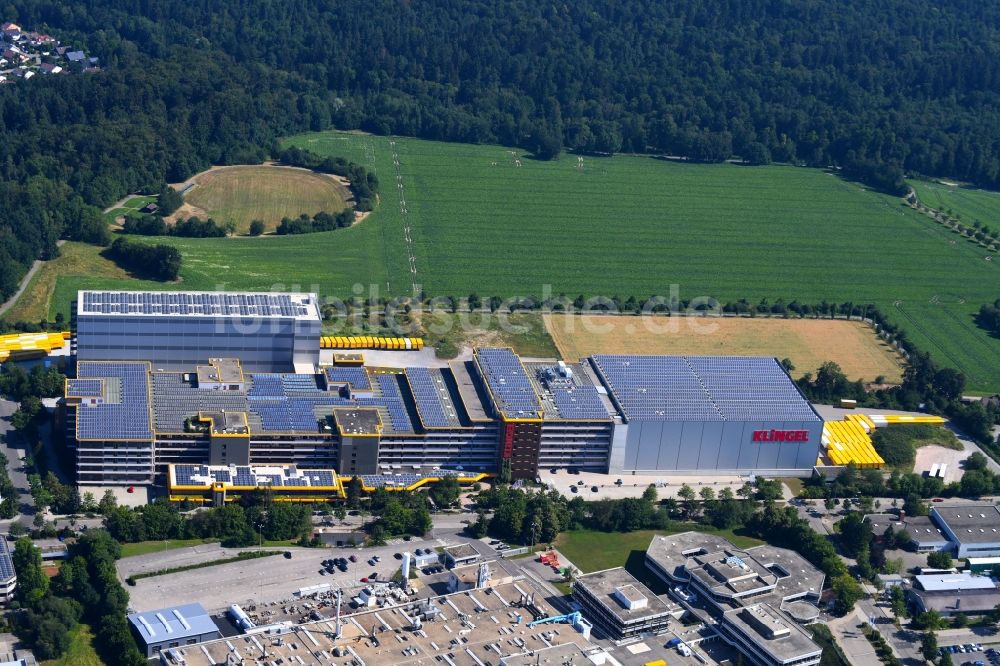 Luftbild Pforzheim - Hochregal- Lager-Gebäudekomplex und Logistikzentrum auf dem Gelände KLINGEL in Pforzheim im Bundesland Baden-Württemberg, Deutschland
