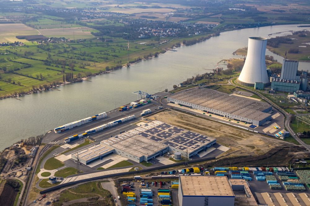 Luftbild Duisburg - Hochregal- Lager-Gebäudekomplex und Logistikzentrum auf dem Gelände des logport VI in Duisburg im Bundesland Nordrhein-Westfalen, Deutschland