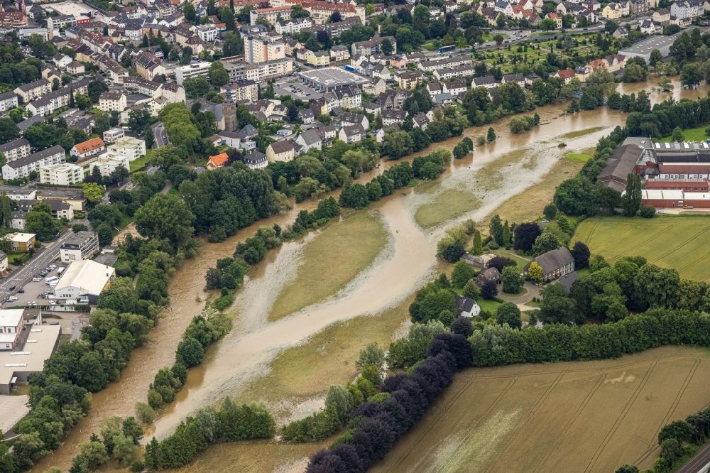 Luftaufnahme Hagen - Hochwasserschäden der Flutkatastrophe in Hagen im Bundesland Nordrhein-Westfalen, Deutschland