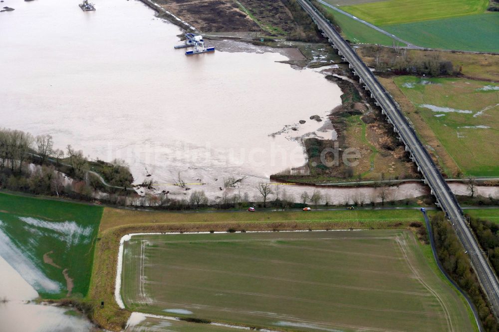 Northeim von oben - Hochwasserschäden der Flutkatastrophe nach Dammbruch in Northeim im Bundesland Niedersachsen, Deutschland