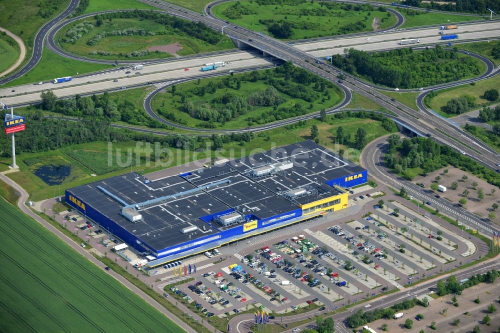 Luftaufnahme Leuna OT Günthersdorf - IKEA Einrichtungshaus / Möbelhaus Leipzig / Halle in Günthersdorf im Bundesland Sachsen-Anhalt